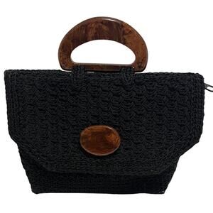 Vintage Christian Livingston Black Crochet Handbag / Purse
